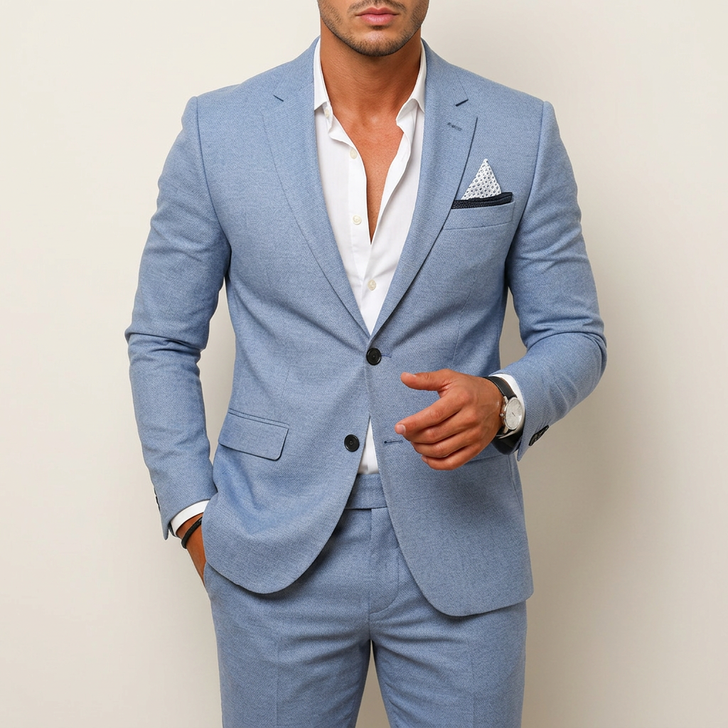 Men’s Two-Piece Suit Flat-Front Trousers