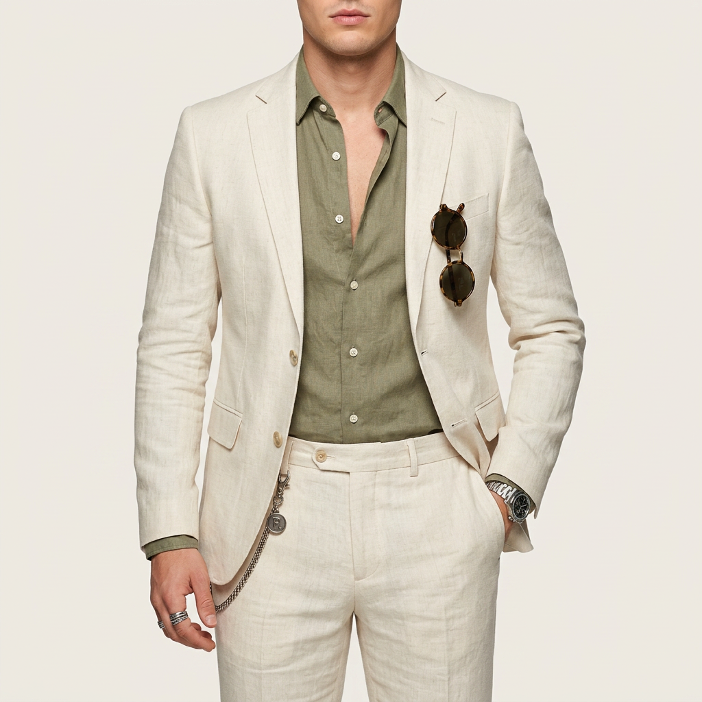 Men’s Two-Piece Suit Flat-Front Trousers