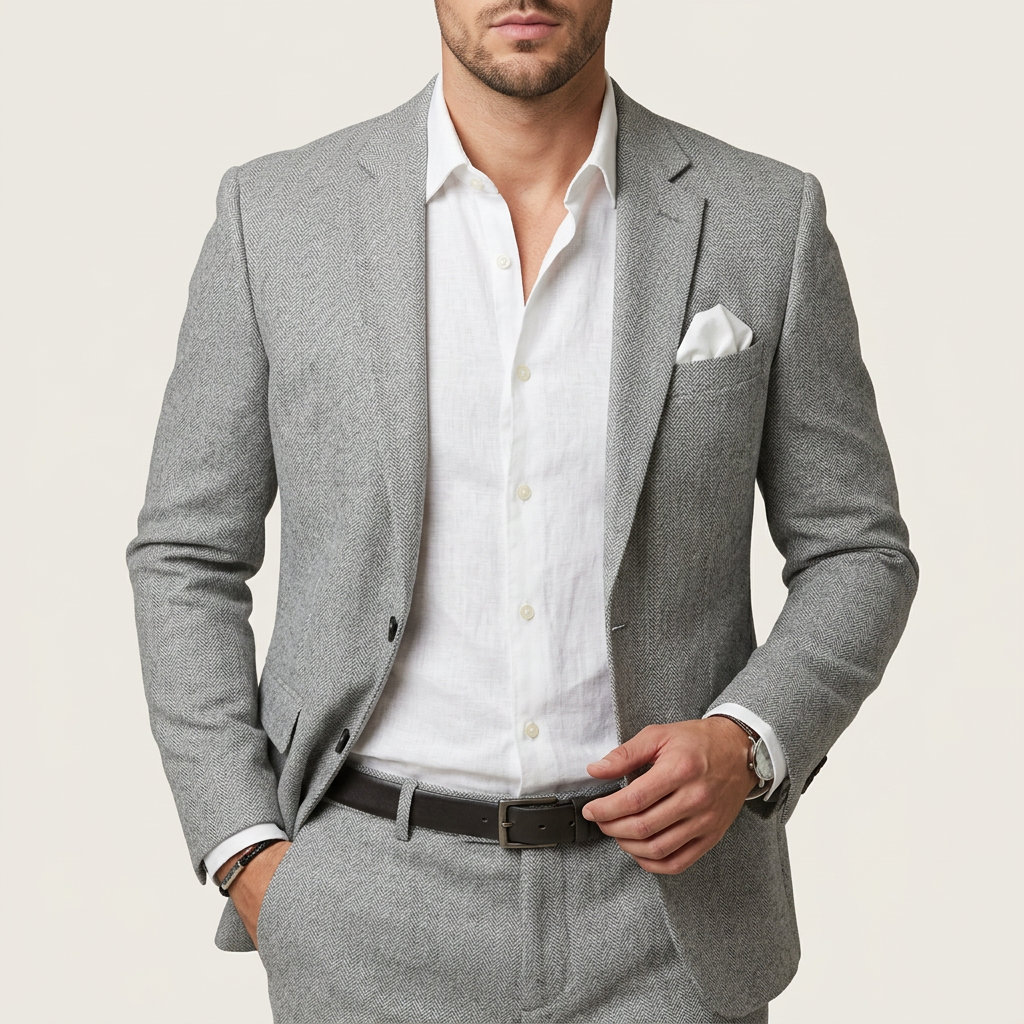 Men’s Two-Piece Suit Flat-Front Trousers