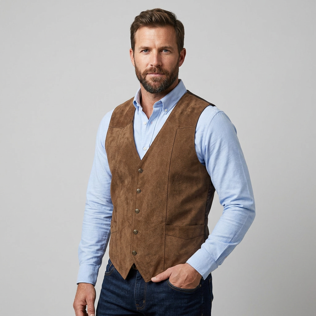 Men's V-Neck Button-Front Waistcoat Vest
