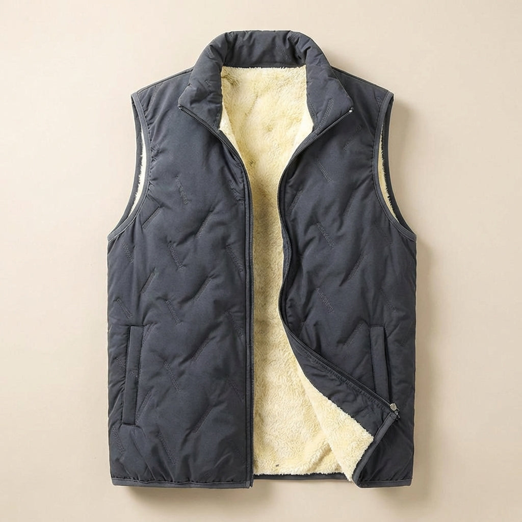 Men’s Vest Center Front Zipper with Contrast Fleece Lining