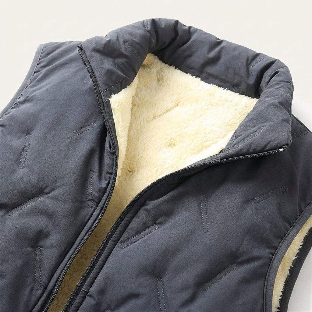 Men’s Vest Center Front Zipper with Contrast Fleece Lining