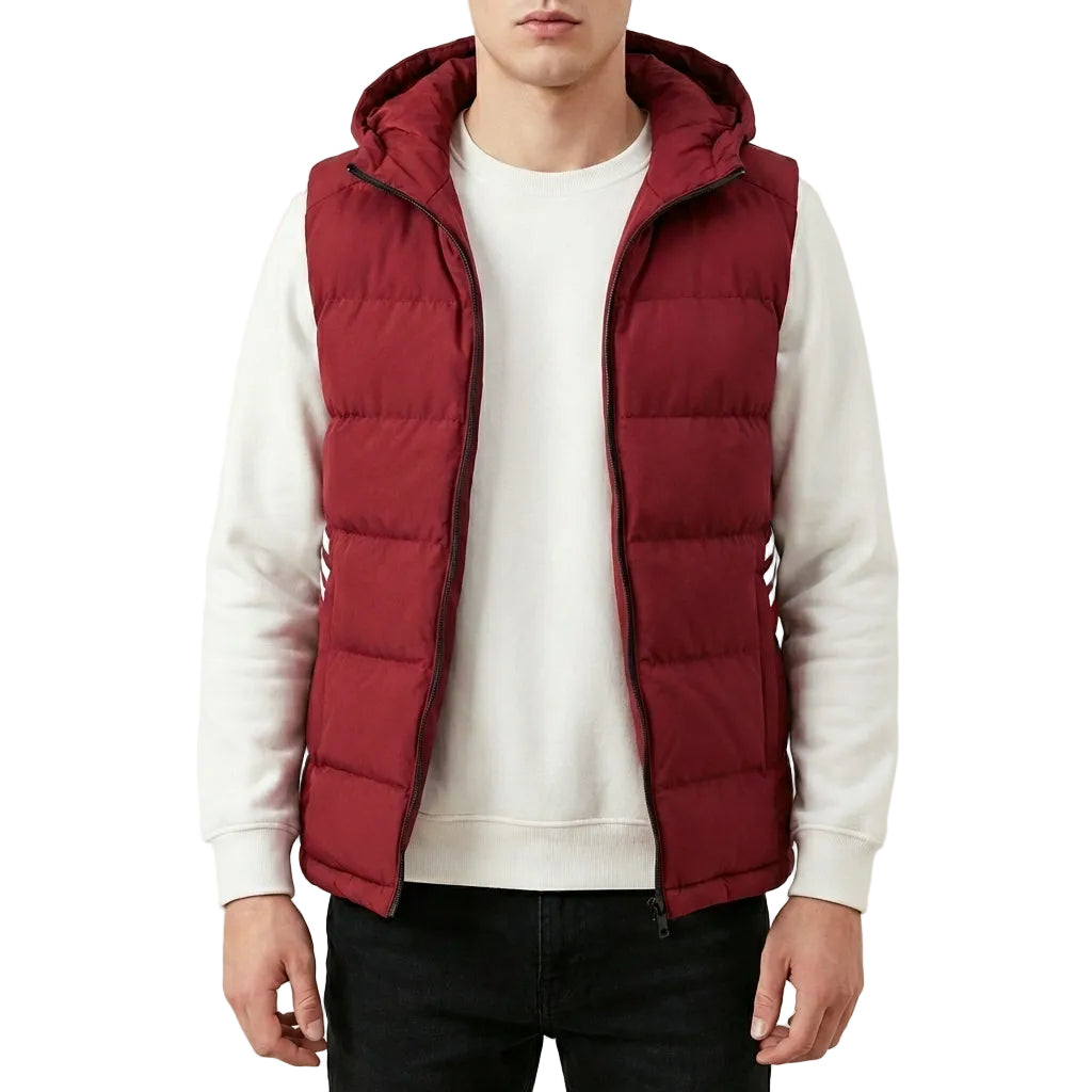 Men’s Vest Full Zip Front with Side Stripe Details
