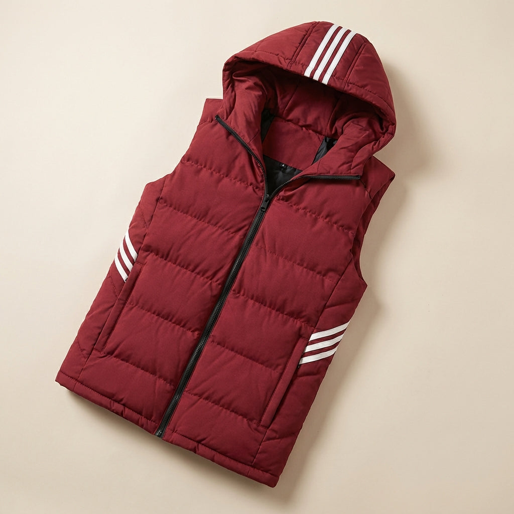 Men’s Vest Full Zip Front with Side Stripe Details
