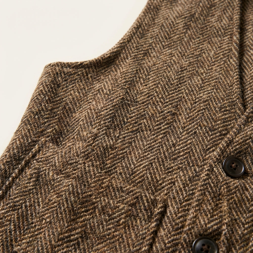 Men’s Vest Herringbone Pattern and Single Breasted Button Closure