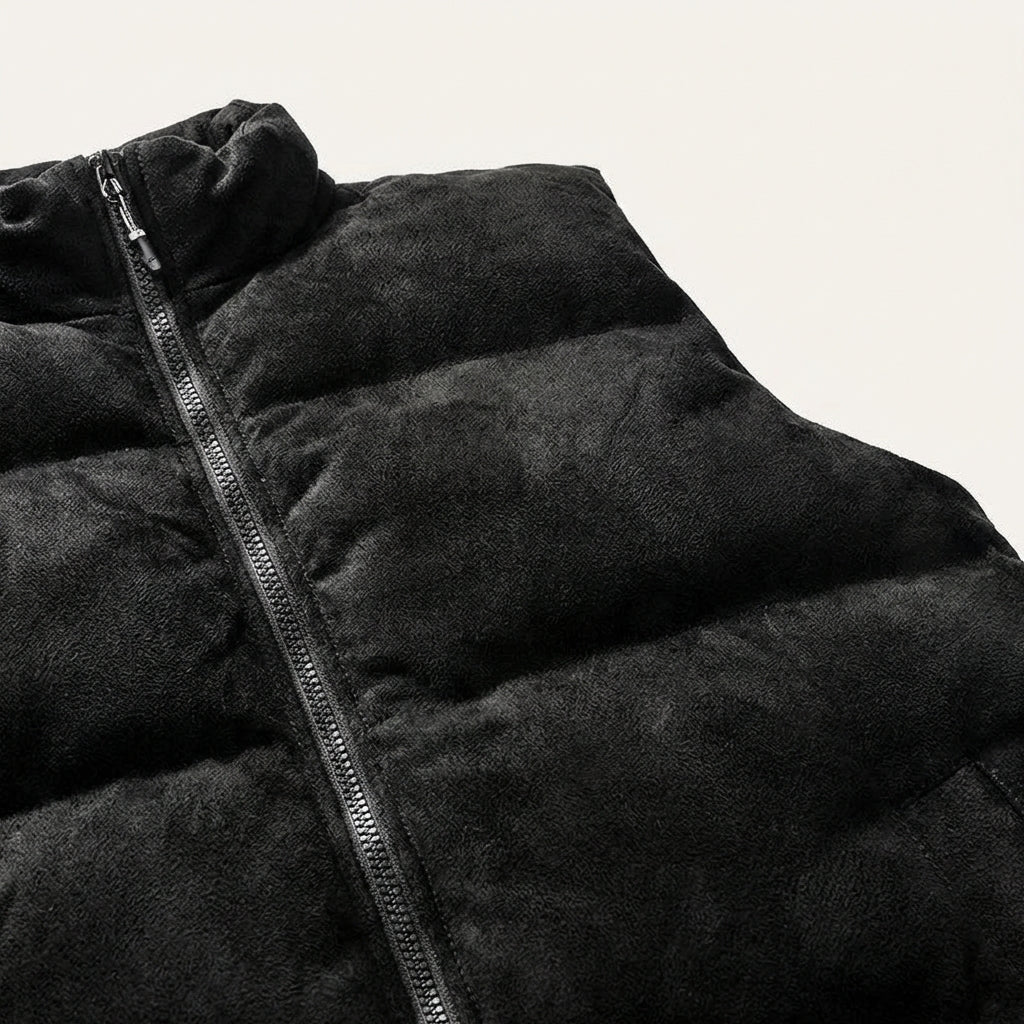 Men’s Vest Horizontal Stitched Panels and Stand Collar