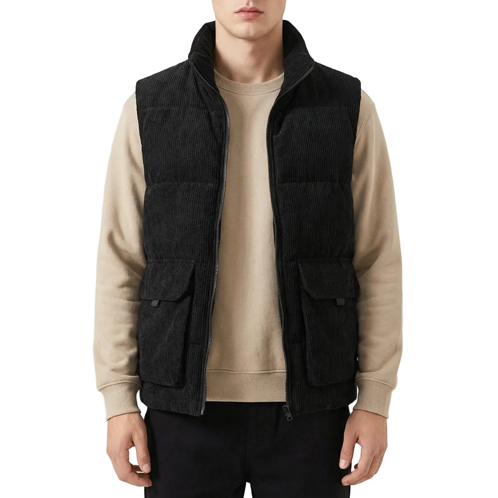Men’s Vest Open Front Layout with Padded Panels