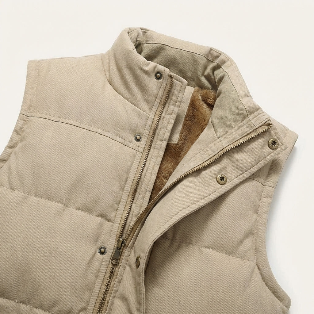 Men’s Vest Sleeveless Outerwear with Dual Entry Flap Pockets