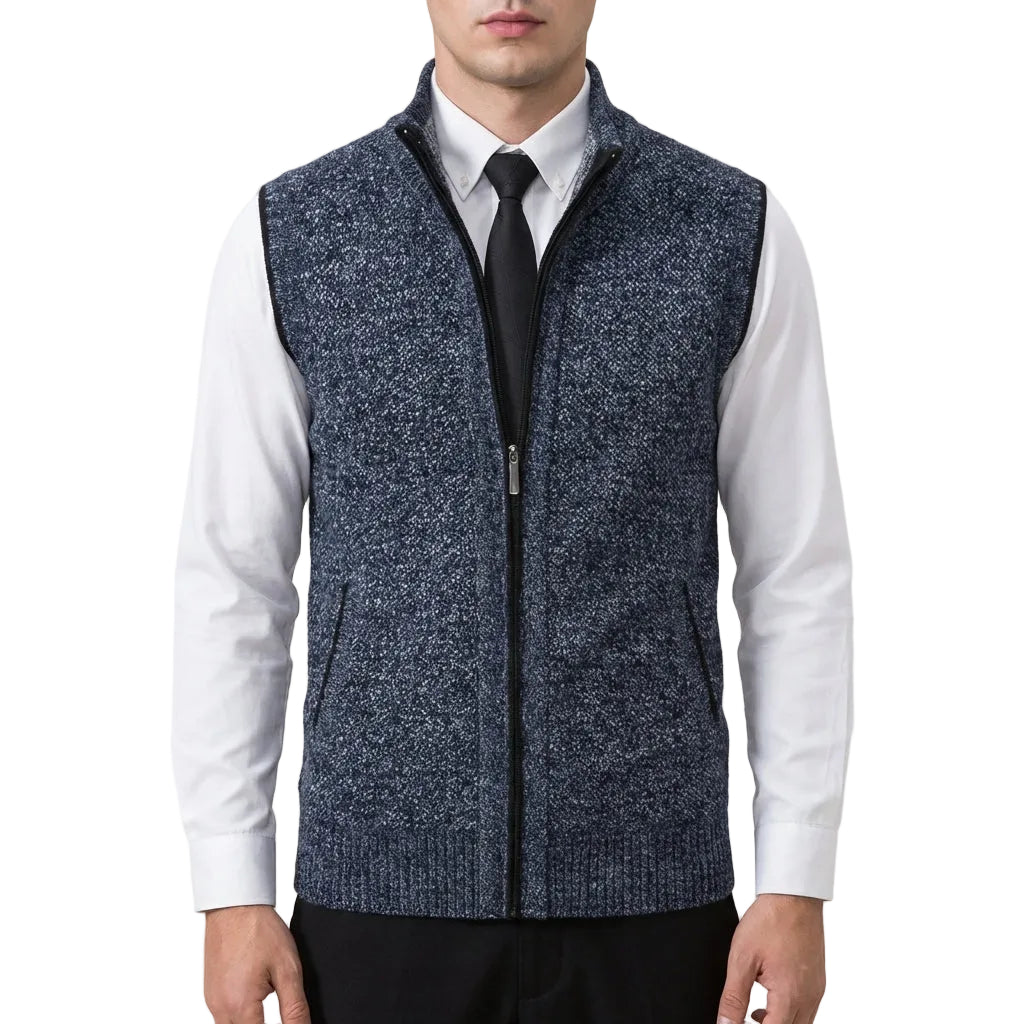 Men’s Vest Sleeveless Sweater Style with Full Length Zipper
