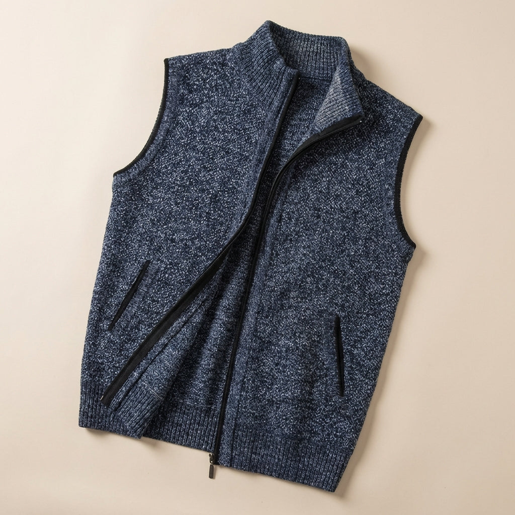 Men’s Vest Sleeveless Sweater Style with Full Length Zipper