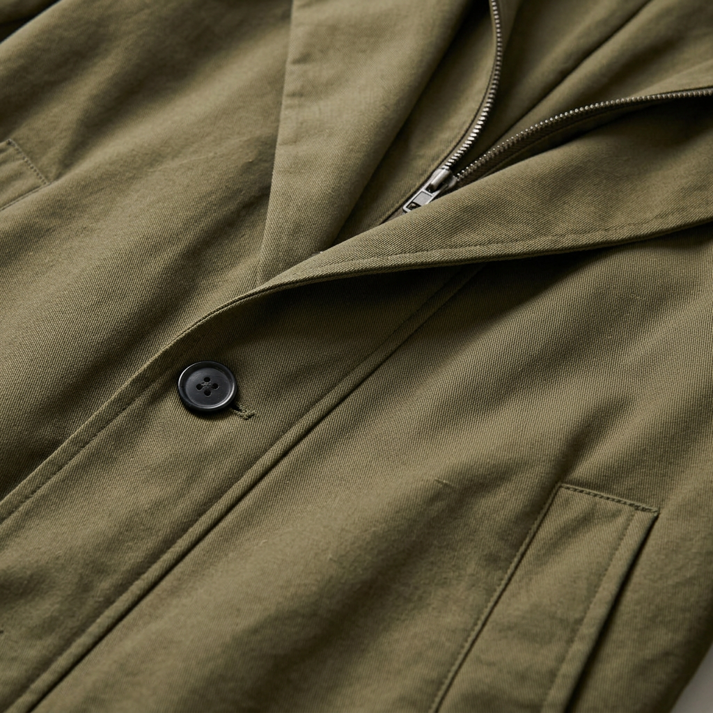 Men's Zip-Front Hooded Overcoat with Button Closure