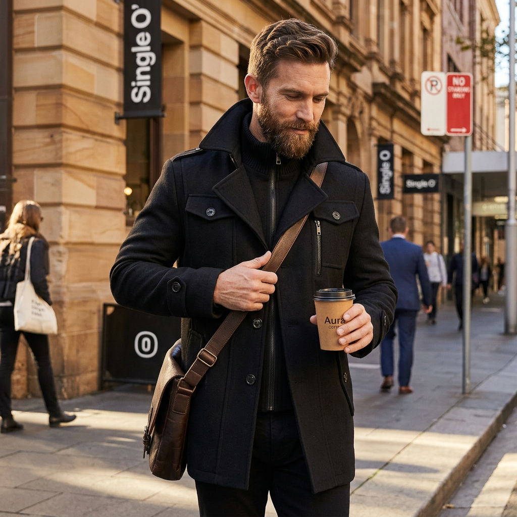 Men's Zip-In Mock Neck Single-Breasted Coat