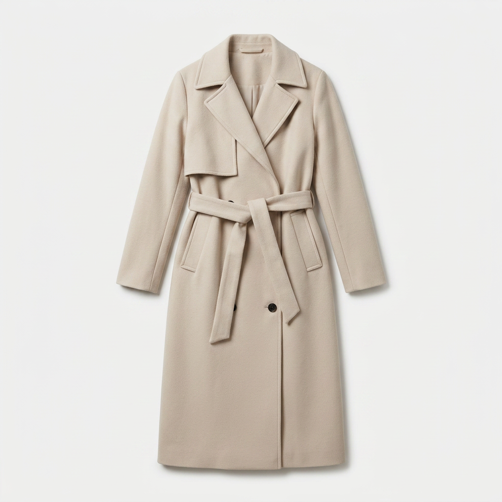 Women's Belted Double-Breasted Long Trench Coat