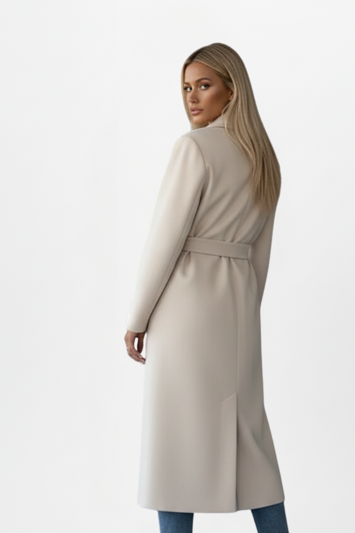 Women’s Long Coat with Belt and Double-Breasted Front 3