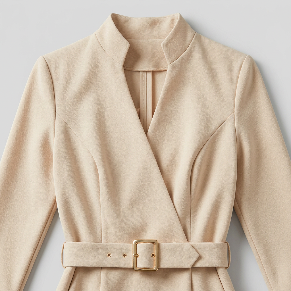 Women's Belted Wrap Dress with Notch Collar