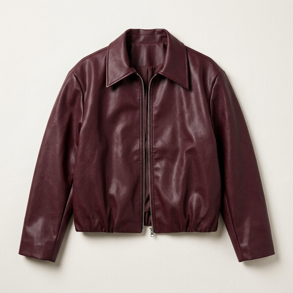 Women’s Bomber Jacket Point Collar Front Zipper Closure