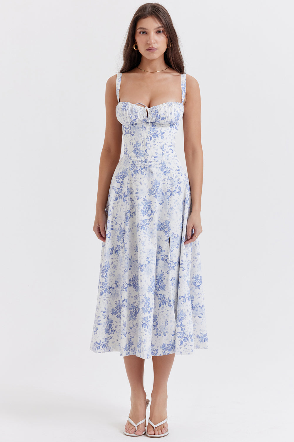 Bustier Waist-Shaping Floral Dress 0