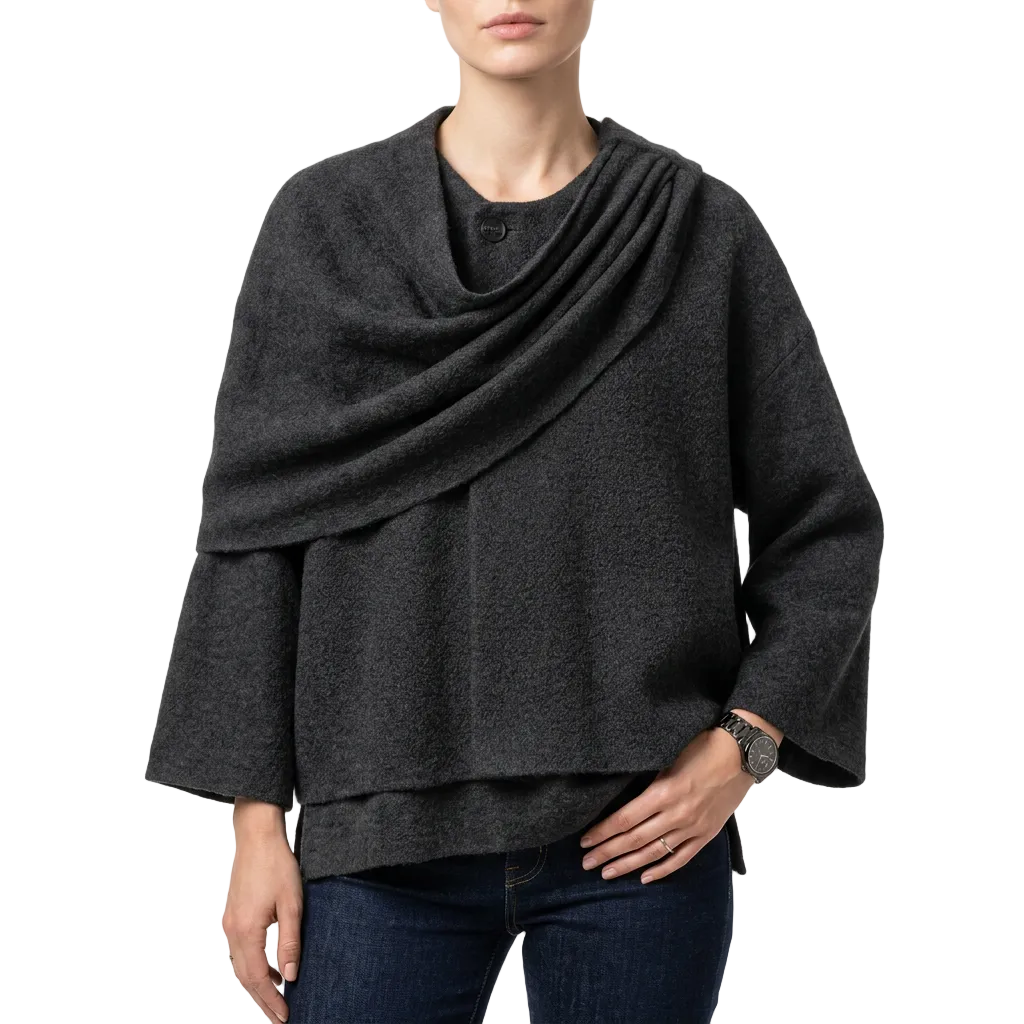 Women’s Cape-Style Coat Draped Panel