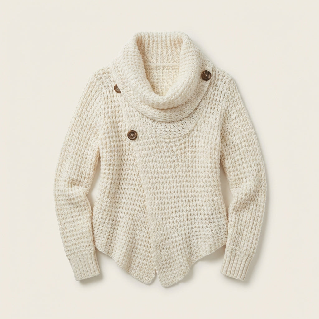 Women’s Cardigan Cowl Neckline and Asymmetrical Wrap Design