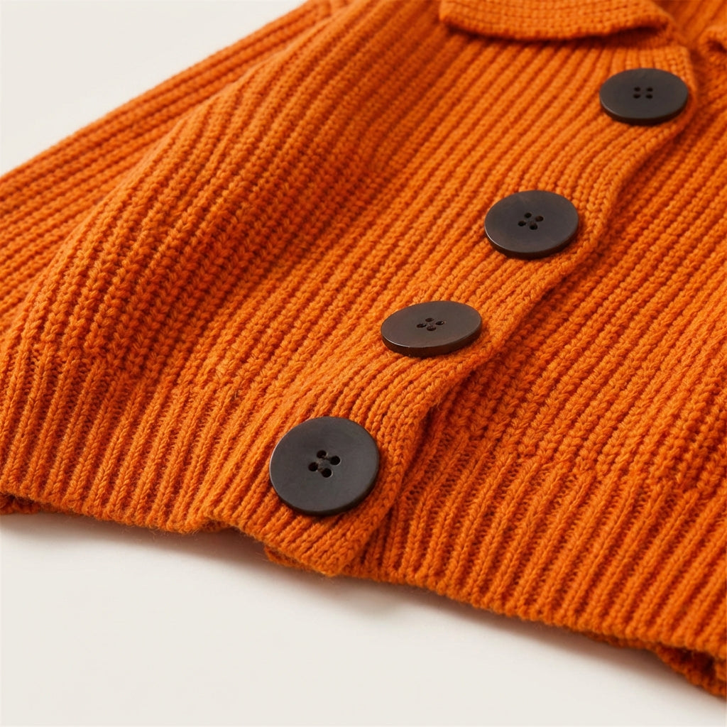 Women’s Cardigan Flat Polo Collar and Oversized Button Closure