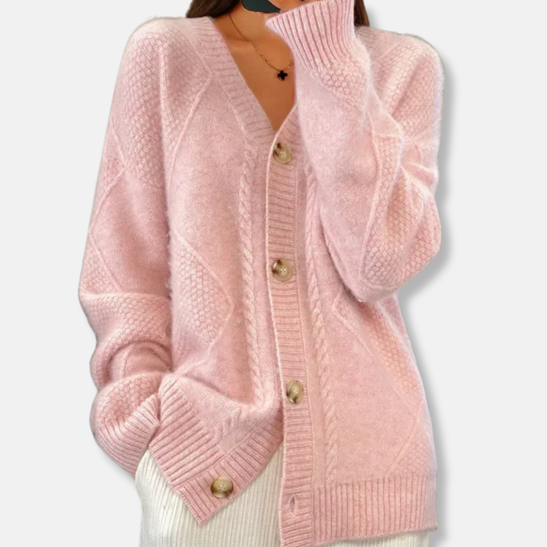 Freya Relaxed Fit Cardigan | Cable Knit Button Front Cardigan 2