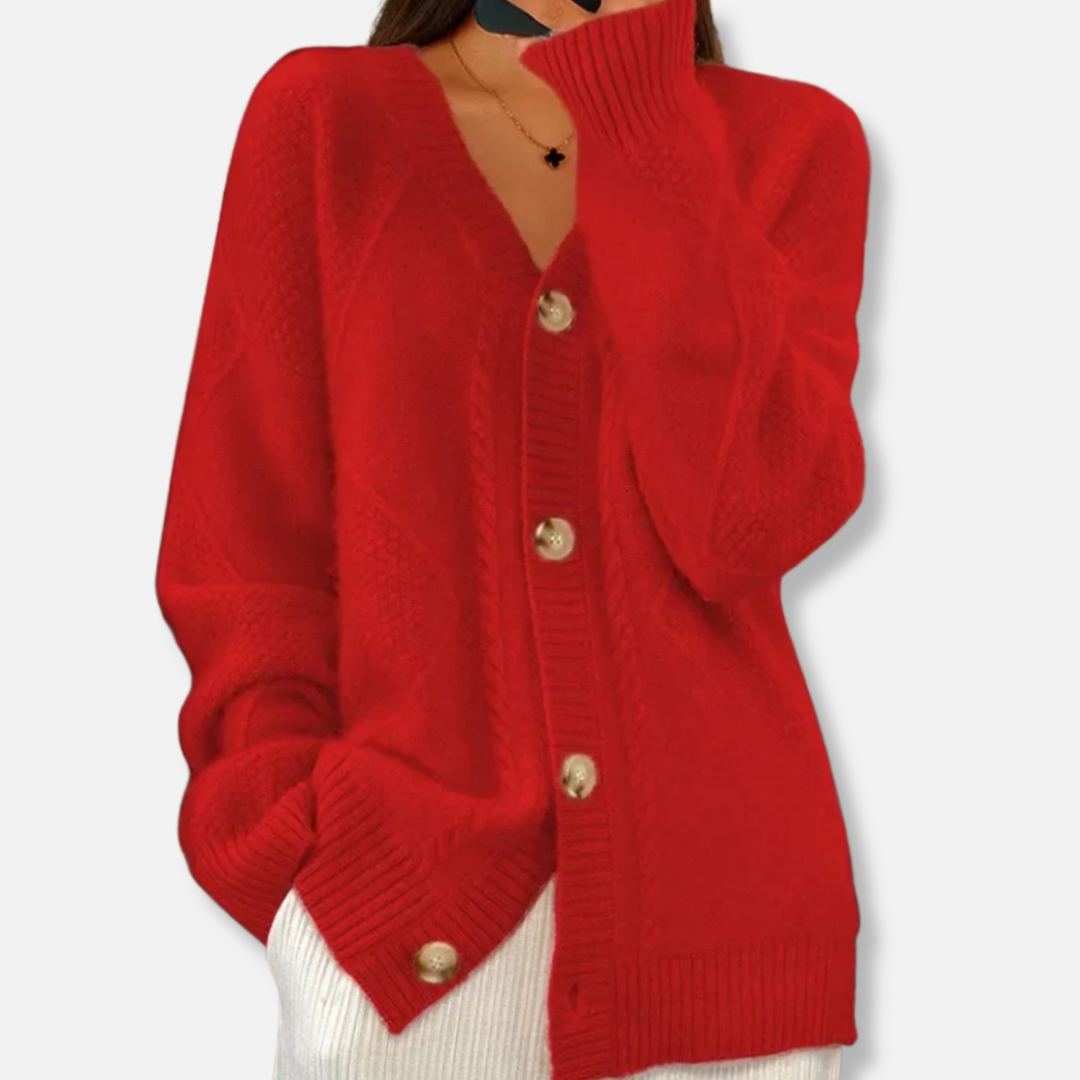 Freya Relaxed Fit Cardigan | Cable Knit Button Front Cardigan 3