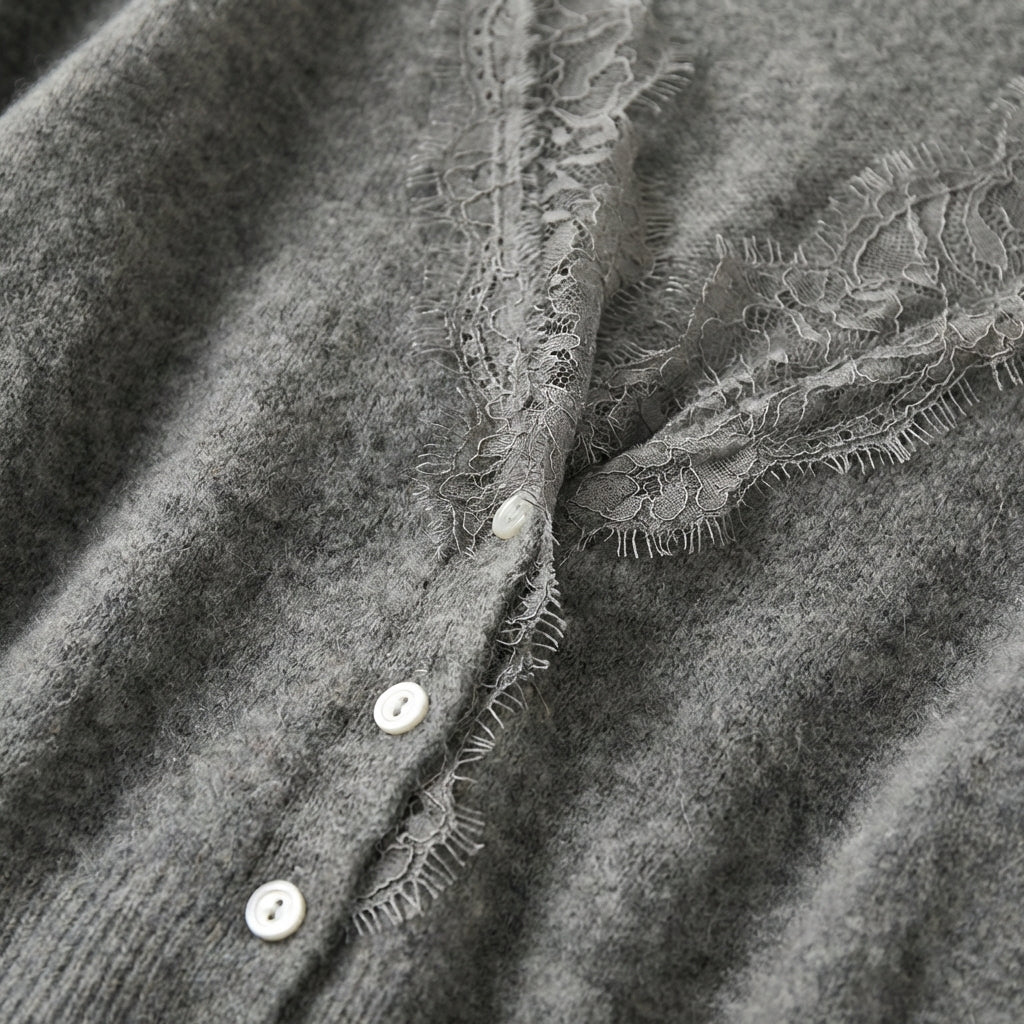 Women’s Cardigan Long Sleeves with Sheer Lace Edge Detail