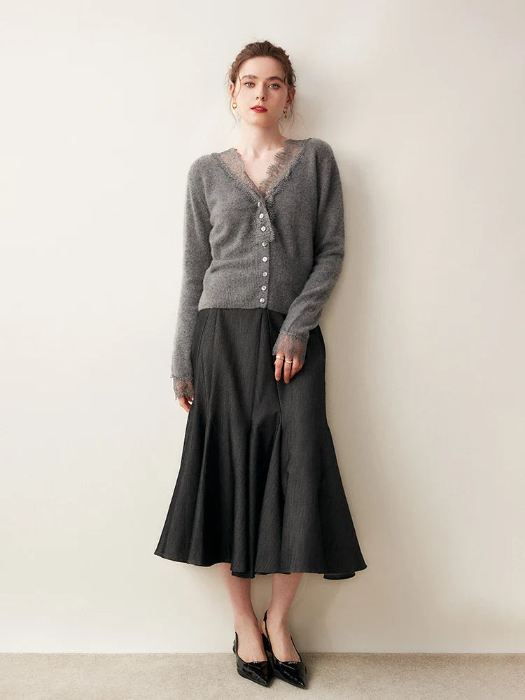 Rosie Fitted Cardigan | Lace Trim Button Front Cardigan 3