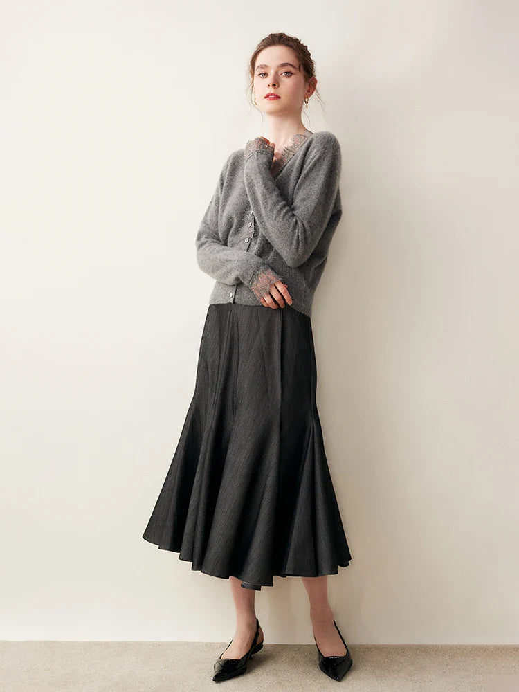 Rosie Fitted Cardigan | Lace Trim Button Front Cardigan 4