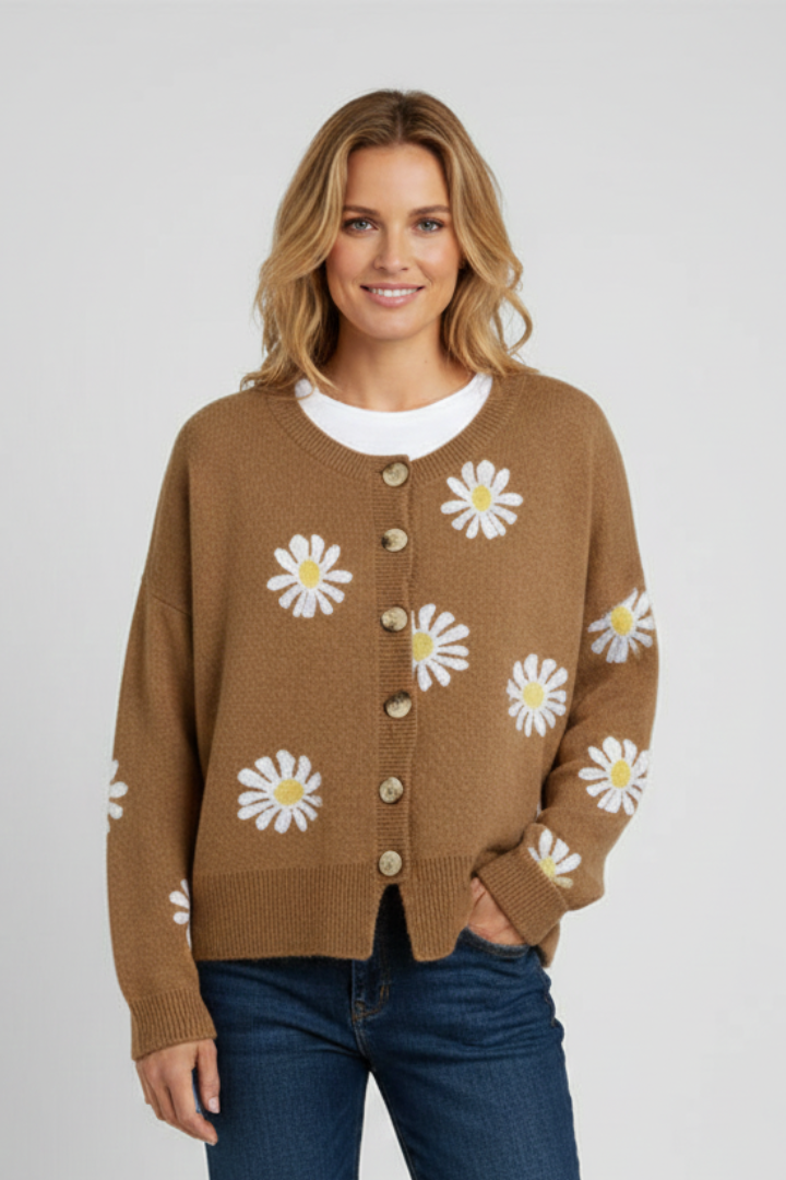 Women’s Cardigan with Buttons and Patterned Surface 0
