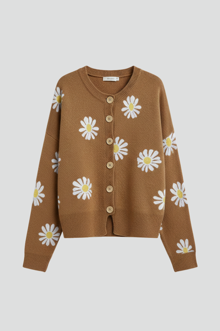 Women’s Cardigan with Buttons and Patterned Surface 1