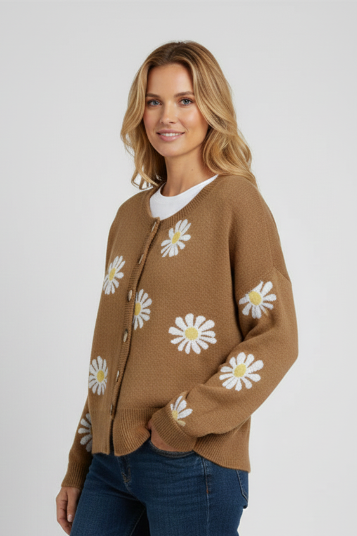 Women’s Cardigan with Buttons and Patterned Surface 4