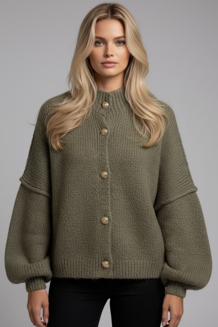 Women’s Knitted Cardigan with Button Fastening and Ribbed Edges 6