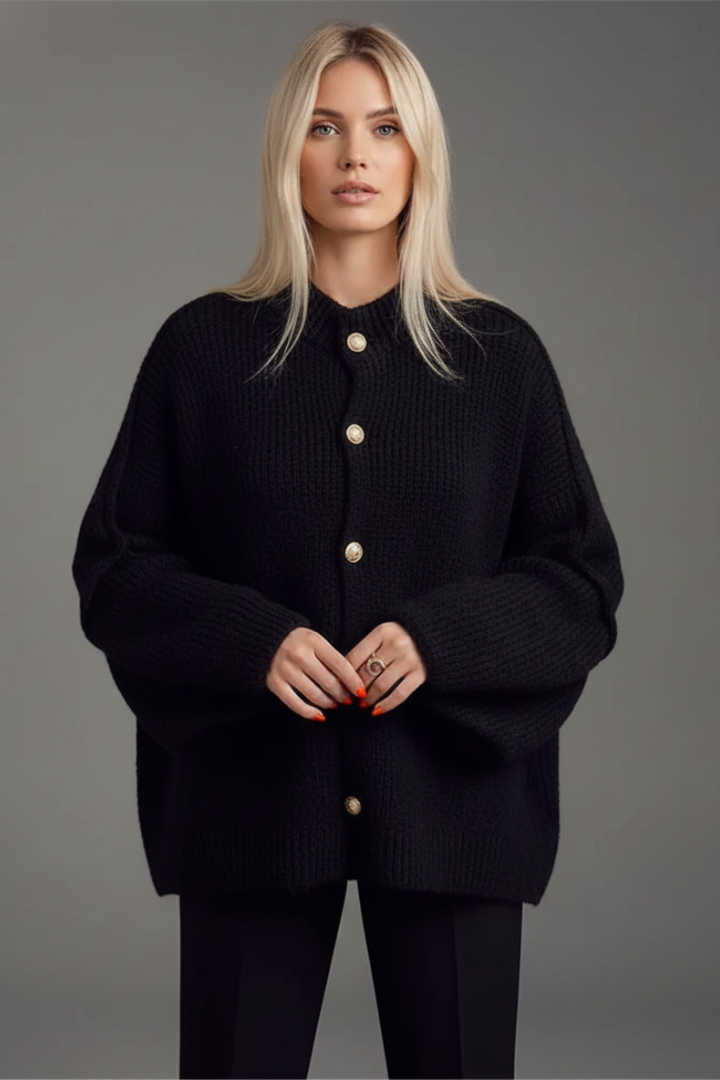 Women’s Knitted Cardigan with Button Fastening and Ribbed Edges 7