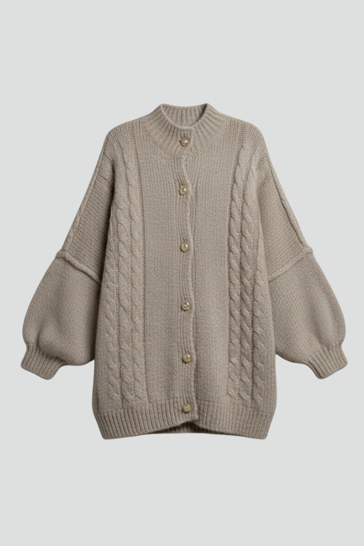 Women’s Knitted Cardigan with Button Fastening and Ribbed Edges 1
