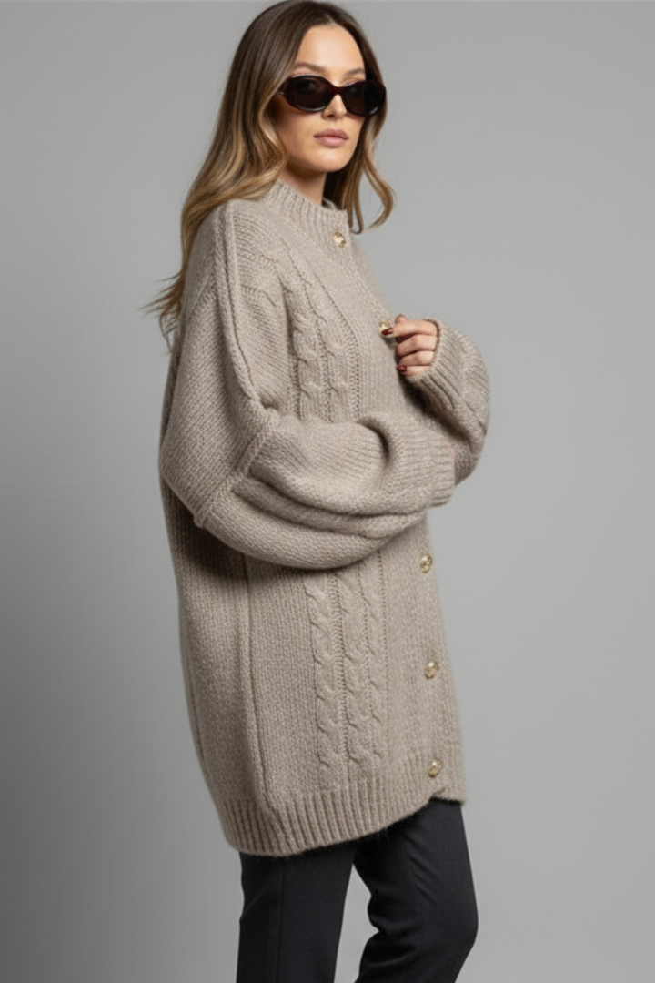 Women’s Knitted Cardigan with Button Fastening and Ribbed Edges 2