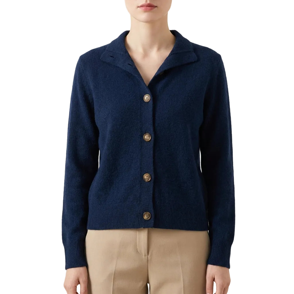Women’s Cardigan Polo Collar and Single-Breasted Button Front