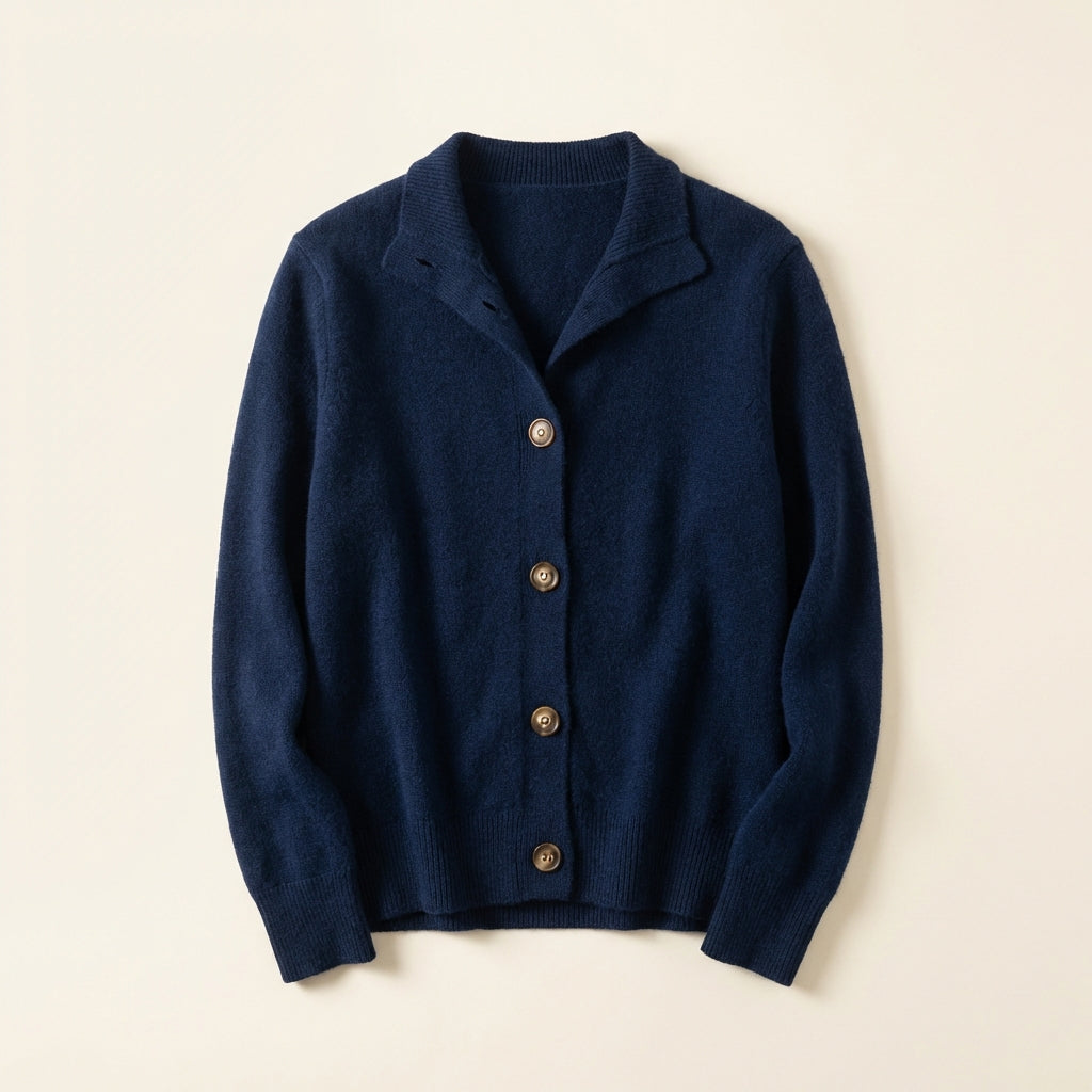 Women’s Cardigan Polo Collar and Single-Breasted Button Front