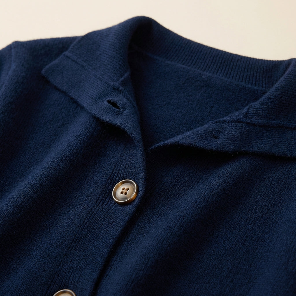 Women’s Cardigan Polo Collar and Single-Breasted Button Front
