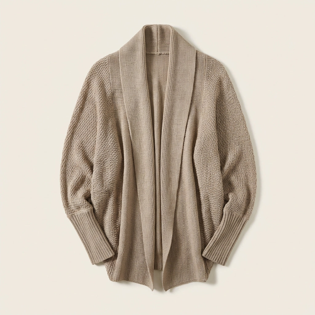 Women’s Cardigan Shawl Collar and Open Front Cocoon Style