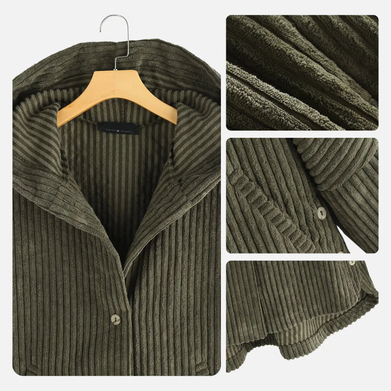 Women’s Coat Attached Hood Button Closure