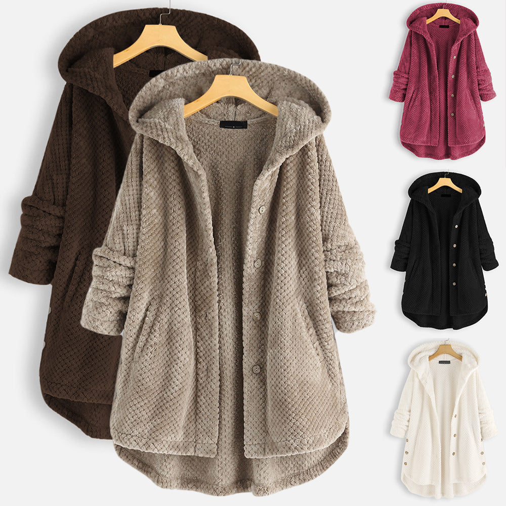 Chic Women’s Winter Double-Faced Fleece Hooded Coat 7