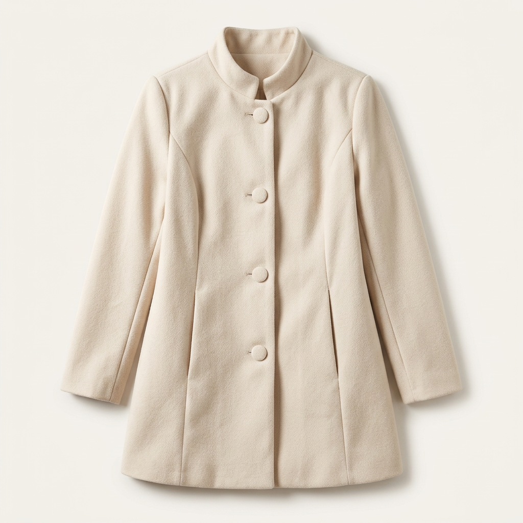 Women’s Coat Stand Collar Button Closure