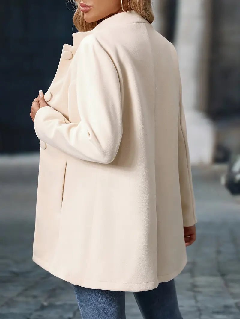 Women’s Coat Stand Collar Button Closure