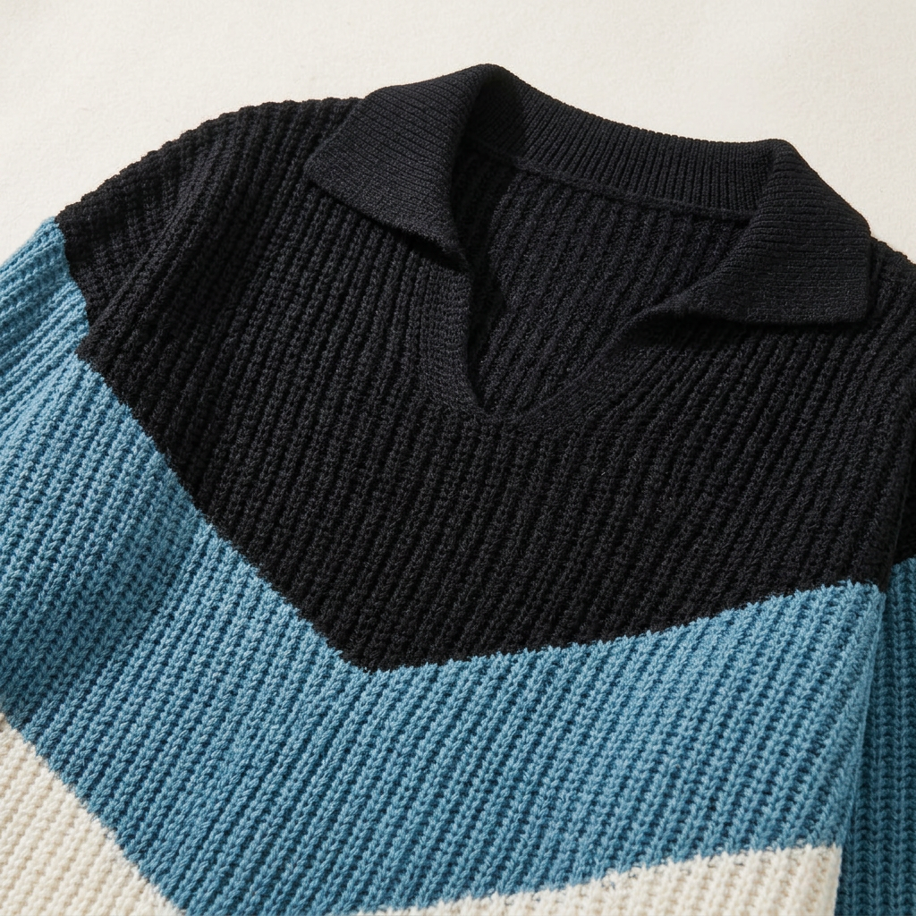 Women’s Colorblock Sweater V Neck Collar