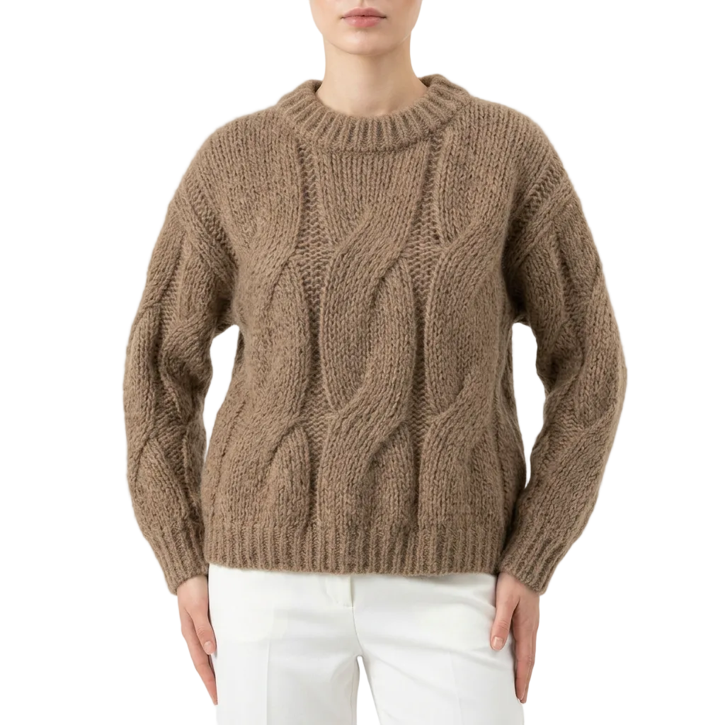 Women’s Crewneck Sweater Cable Pattern