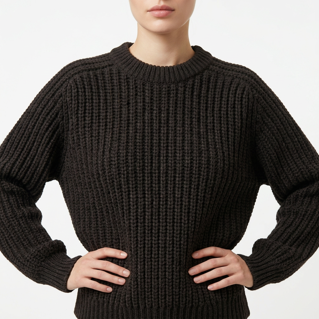 Women’s Crewneck Sweater Chunky Knit Design