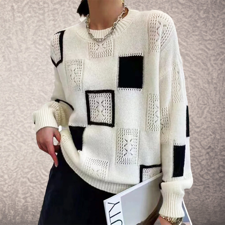 Abigail  | Elegant women's patchwork knitted sweater 0
