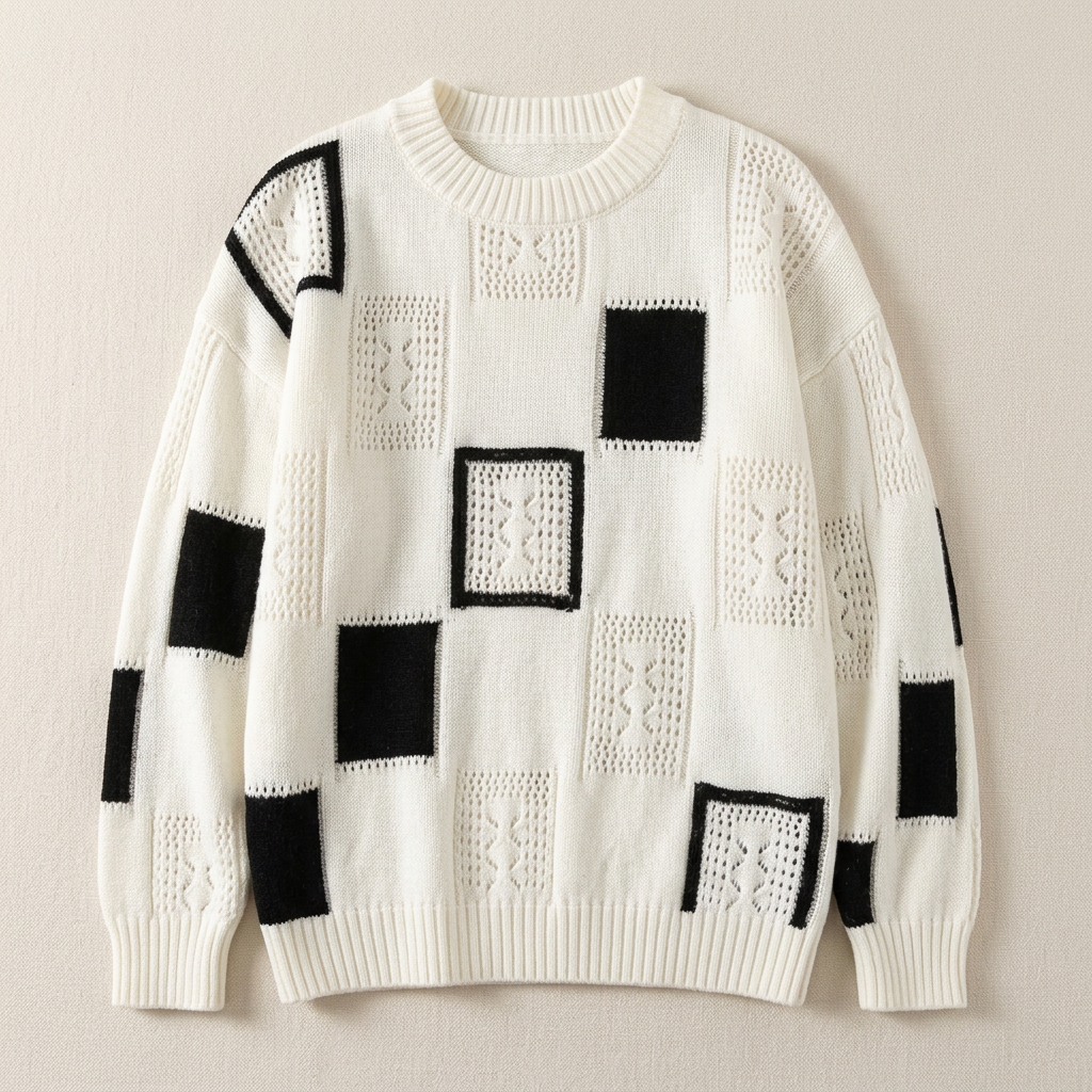 Women’s Crewneck Sweater Patchwork Design
