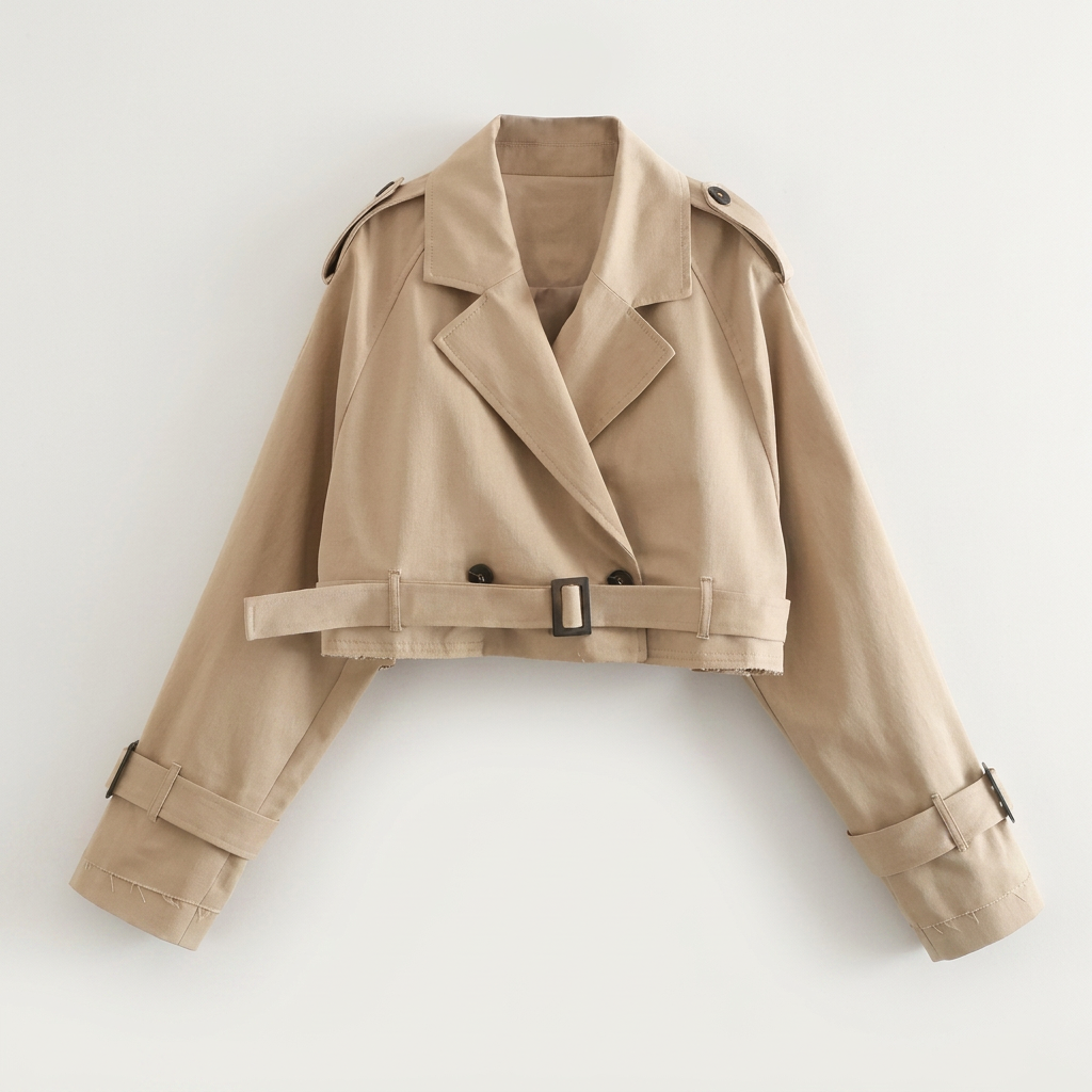 Women’s Cropped Jacket Buckle Belt Design